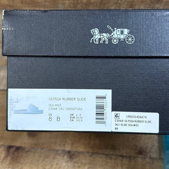 Coach Ulyssa Rubber Slide Sandals Clear Jelly Sea Mist Blue Size 8 NEW - Picture 13 of 13